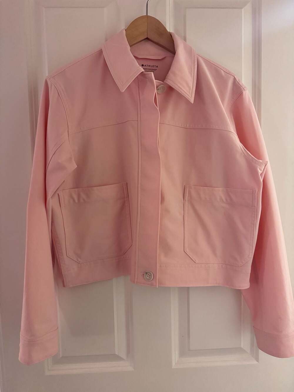 Athleta Skyline Chore Jacket Size M Pink Utility Crop